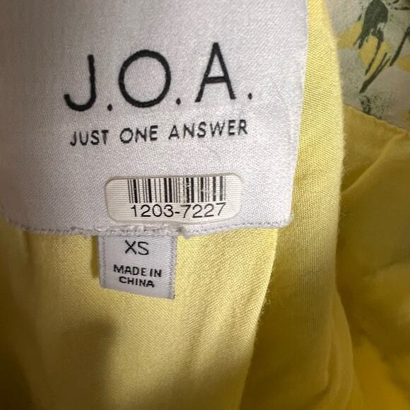 J.O.A. Yellow Floral Balloon Sleeve Off The Shoulder Mini Dress XS - Picture 14 of 14